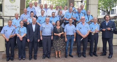 Concert a Präsenz vun der Mme Yuriko Backes, Finanzminister, a vum Här Alain Bellot, Direkter vun der Douane; ët war eng grouss Éier an eng grouss Freed fir d´Musikanten