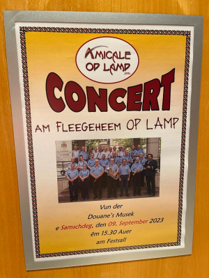 d´Plakat vun eisem Concert op "Lamp"