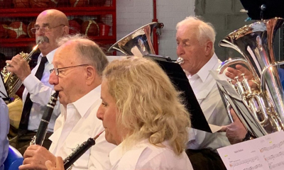 4 Musikanten vun der Garnisounsmusek op engem Bild: de Pitt, de Pier, d´Gaby an de Charel