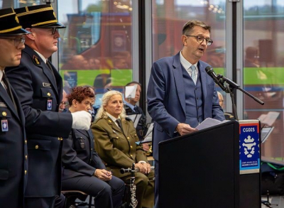 als éischte Riedner as den Här Alain Becker, Präsident vum Verwaltungsrot vum CGDIS, un d´Riednerpult getrueden